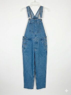 ASOS DESIGN Women's Overalls Blue Denim 100% Cotton Straight Leg Raw Hem Size 6